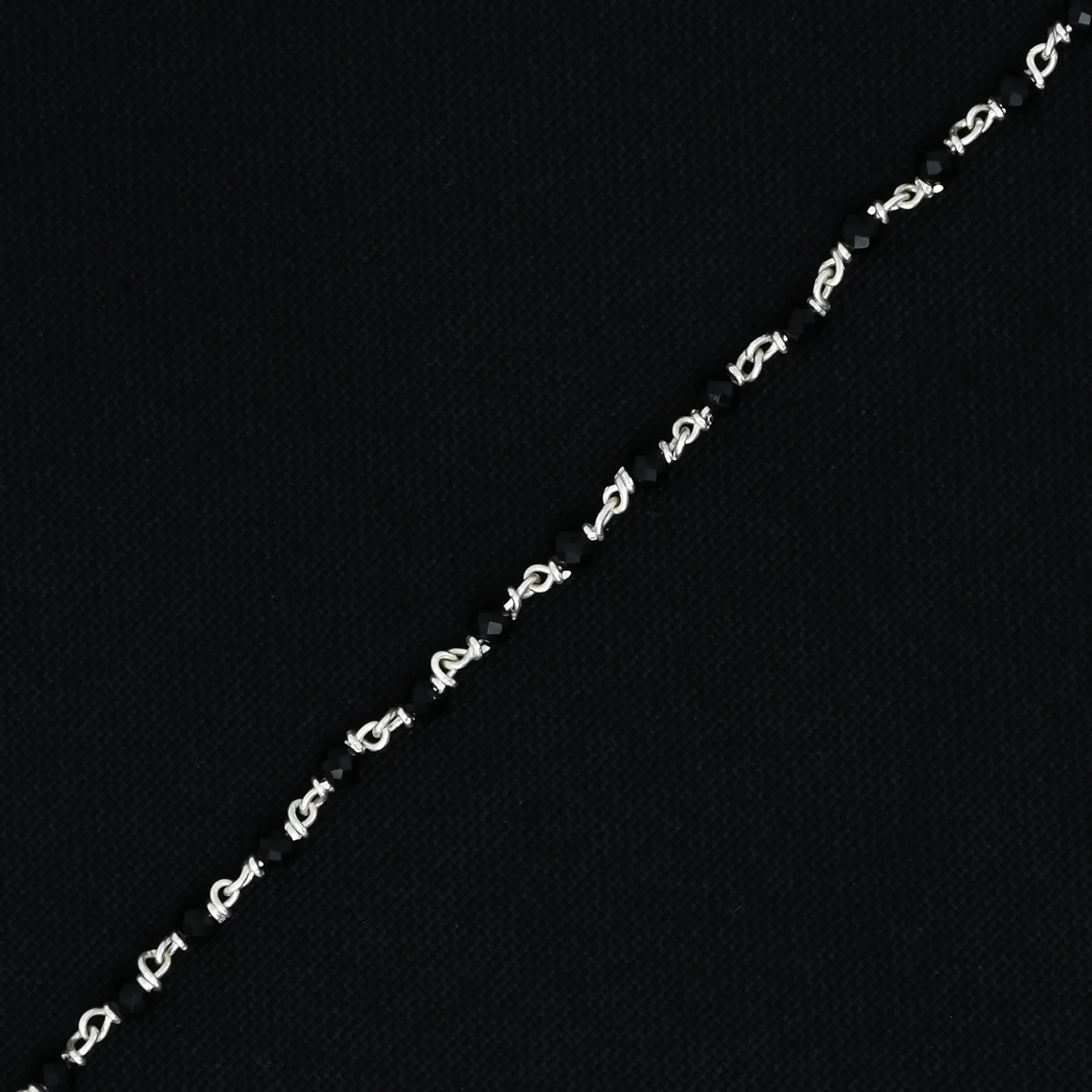 Silver Black Beads Bracelet for Girls