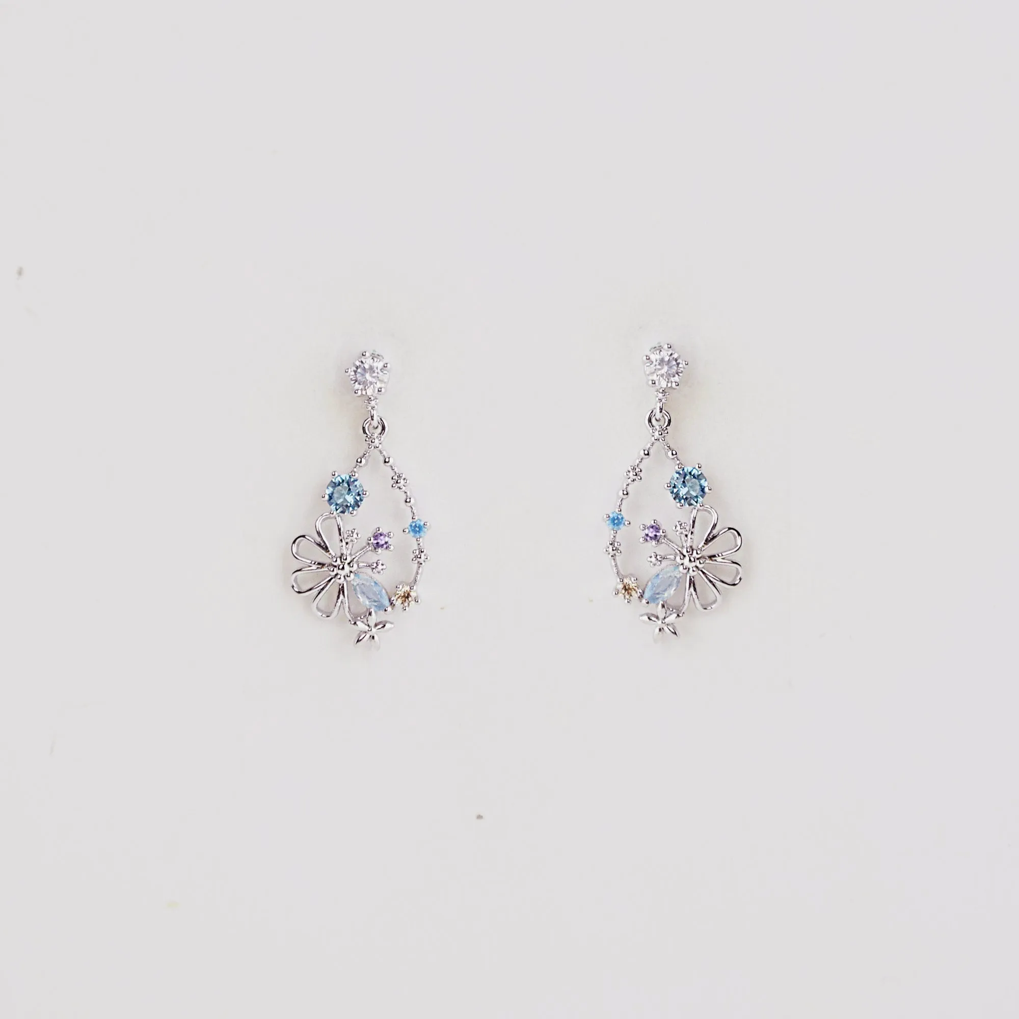 Silver Cosmic Dahlia Earrings