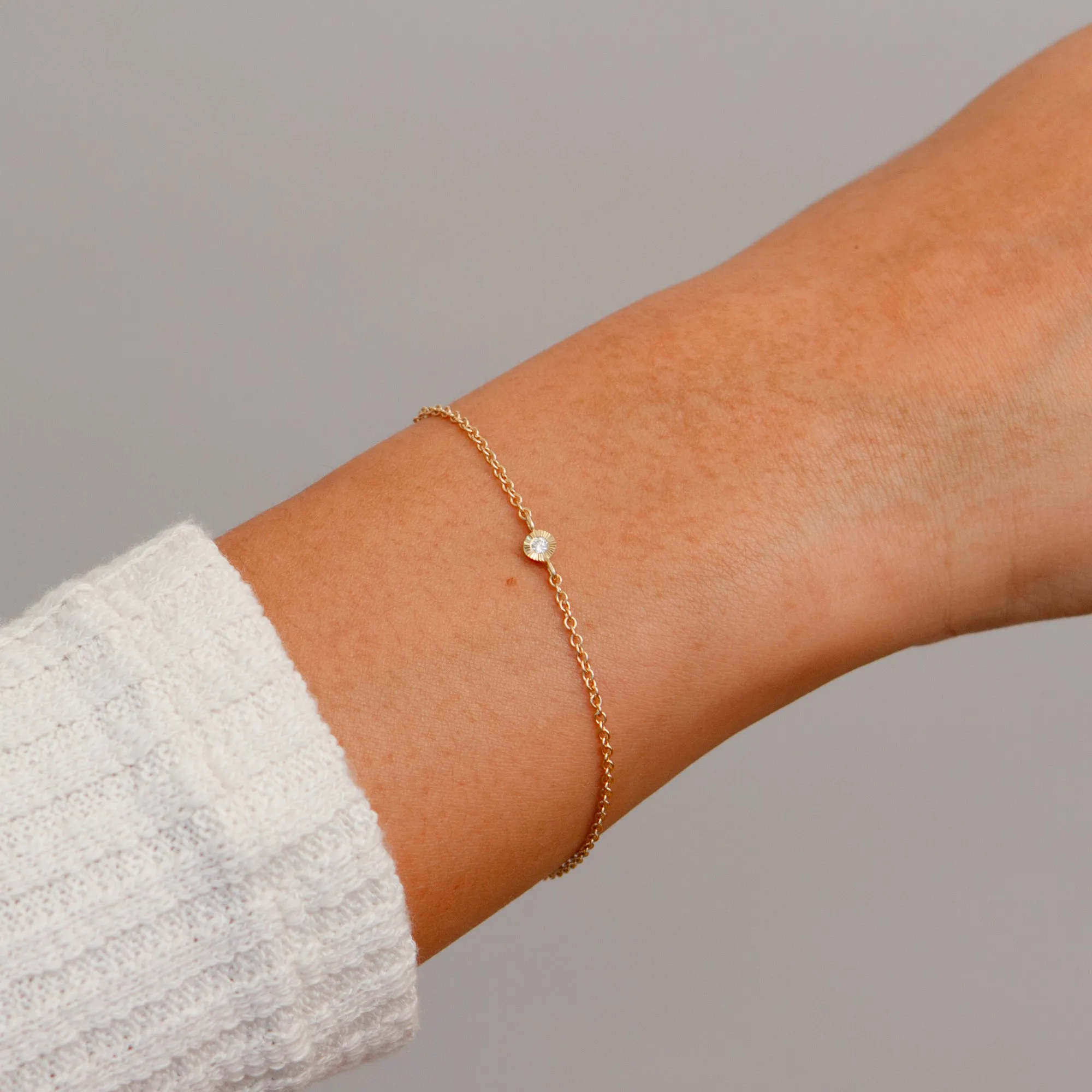 Small Aurora Chain Bracelet with Diamond in Yellow Gold