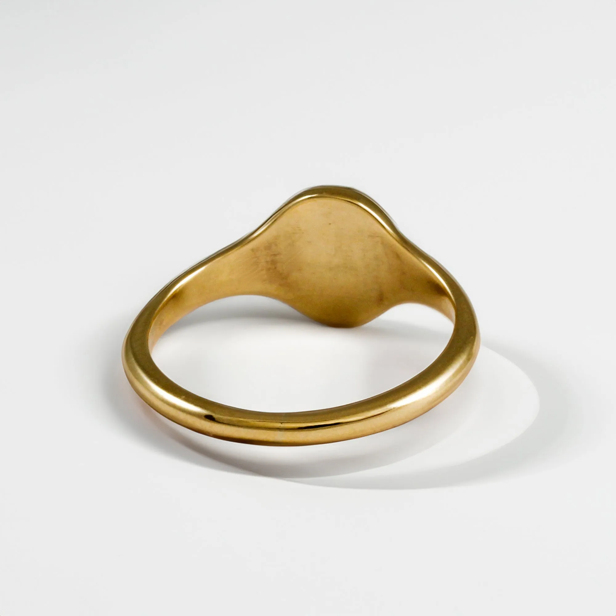 Eco-Friendly Solid Recycled Gold Small Oval Signet Ring for Sustainable Fashion