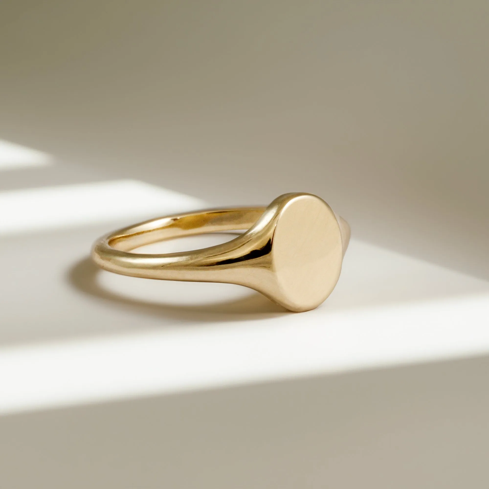 Eco-Friendly Solid Recycled Gold Small Oval Signet Ring for Sustainable Fashion
