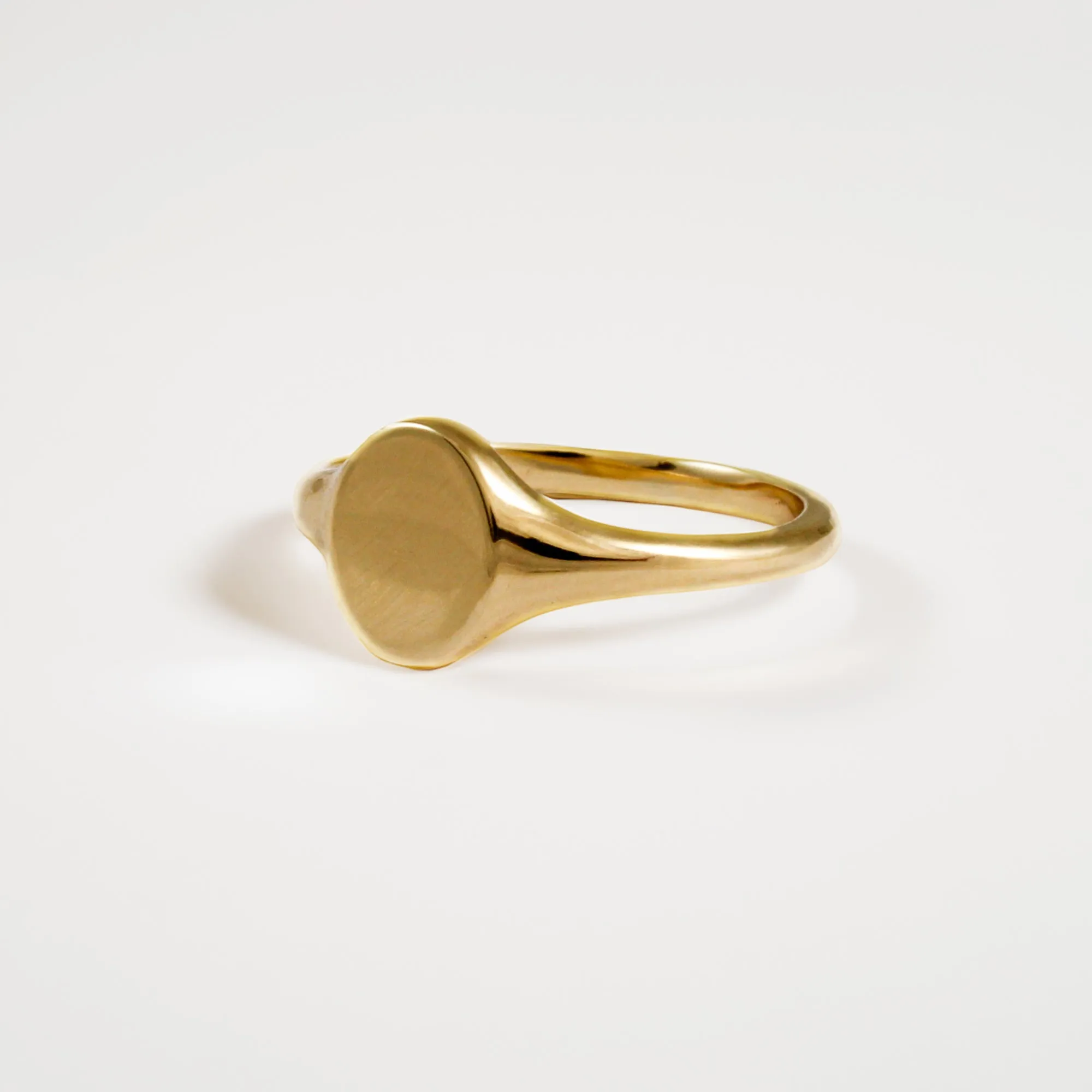 Eco-Friendly Solid Recycled Gold Small Oval Signet Ring for Sustainable Fashion