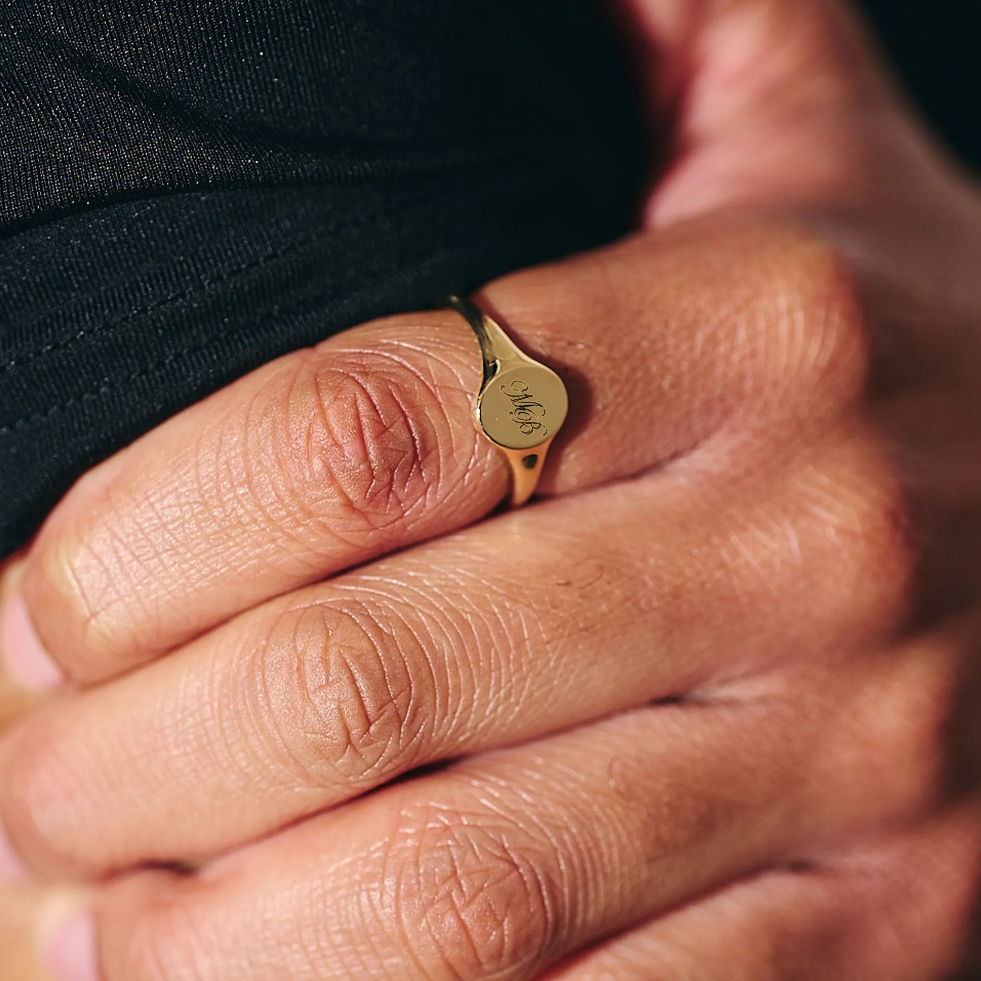 Eco-Friendly Solid Recycled Gold Small Oval Signet Ring for Sustainable Fashion