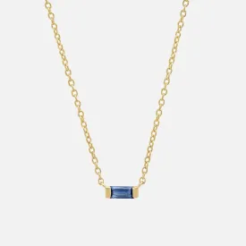 Solitaire Gemstone Baguette Necklace