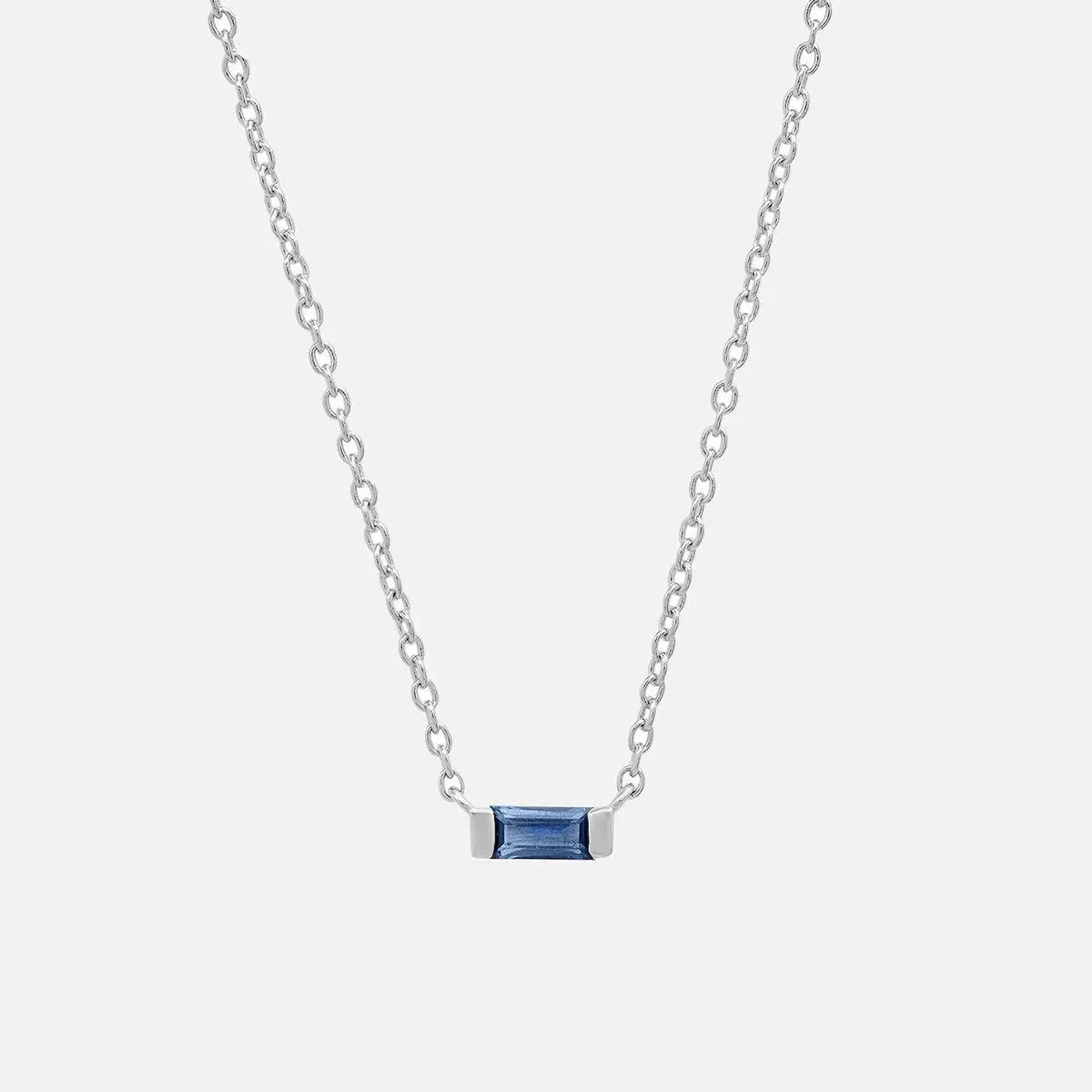 Solitaire Gemstone Baguette Necklace