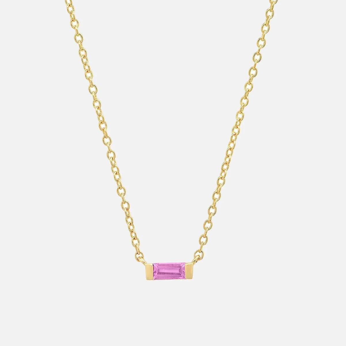 Solitaire Gemstone Baguette Necklace