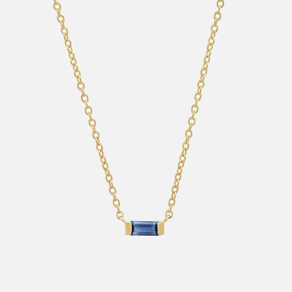 Solitaire Gemstone Baguette Necklace