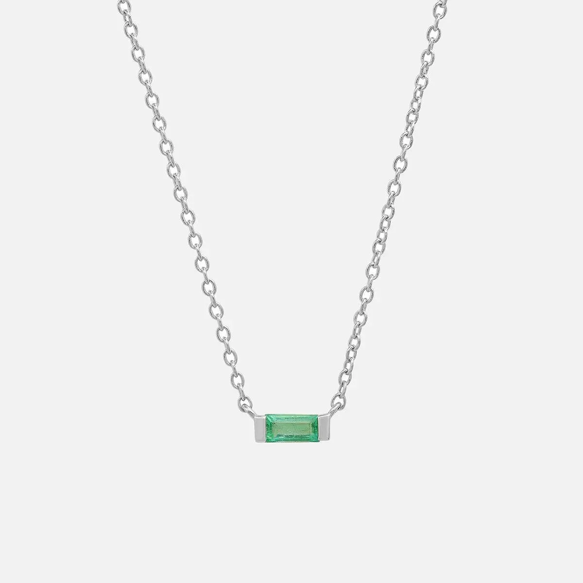 Solitaire Gemstone Baguette Necklace