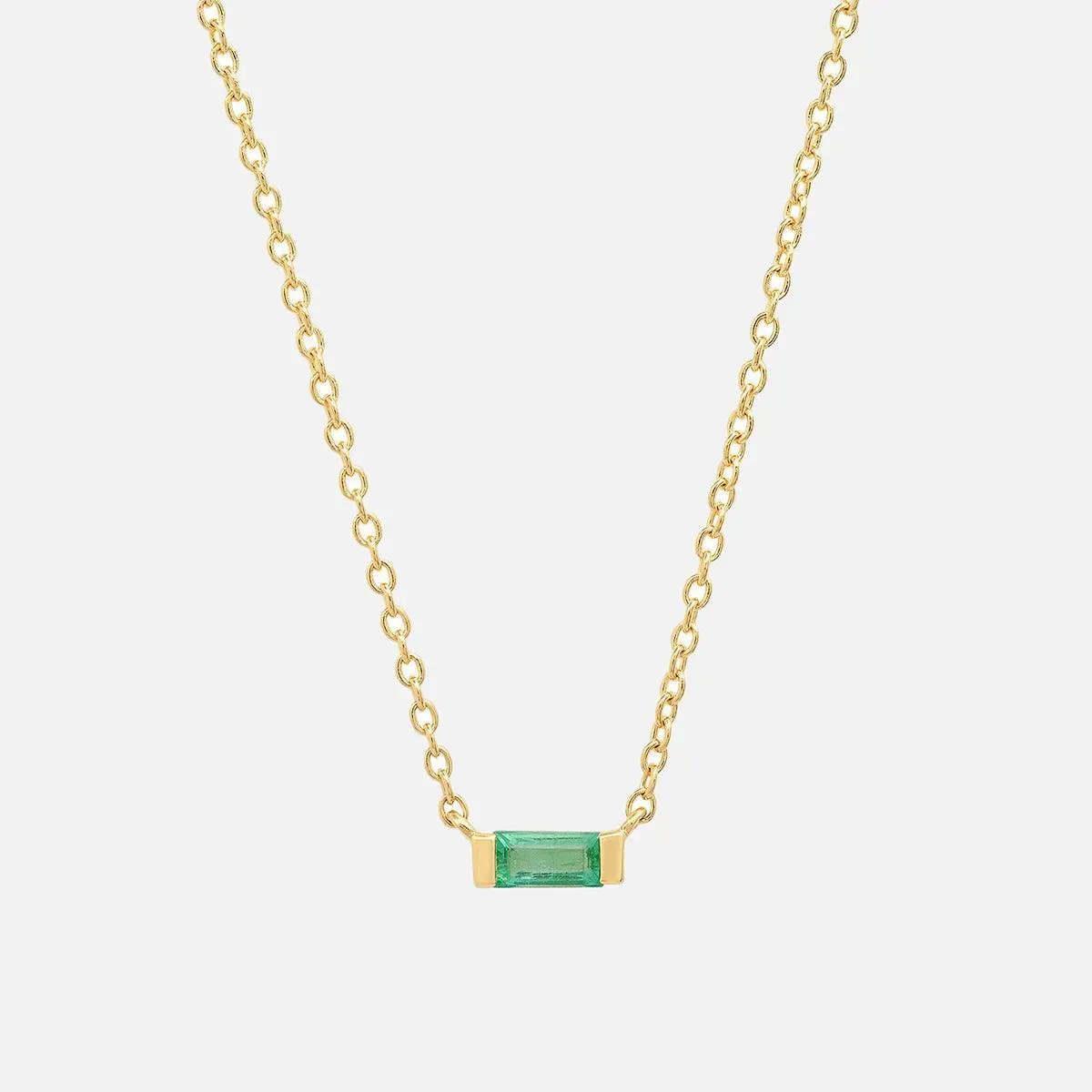 Solitaire Gemstone Baguette Necklace
