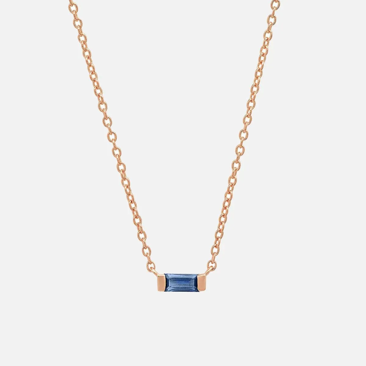Solitaire Gemstone Baguette Necklace