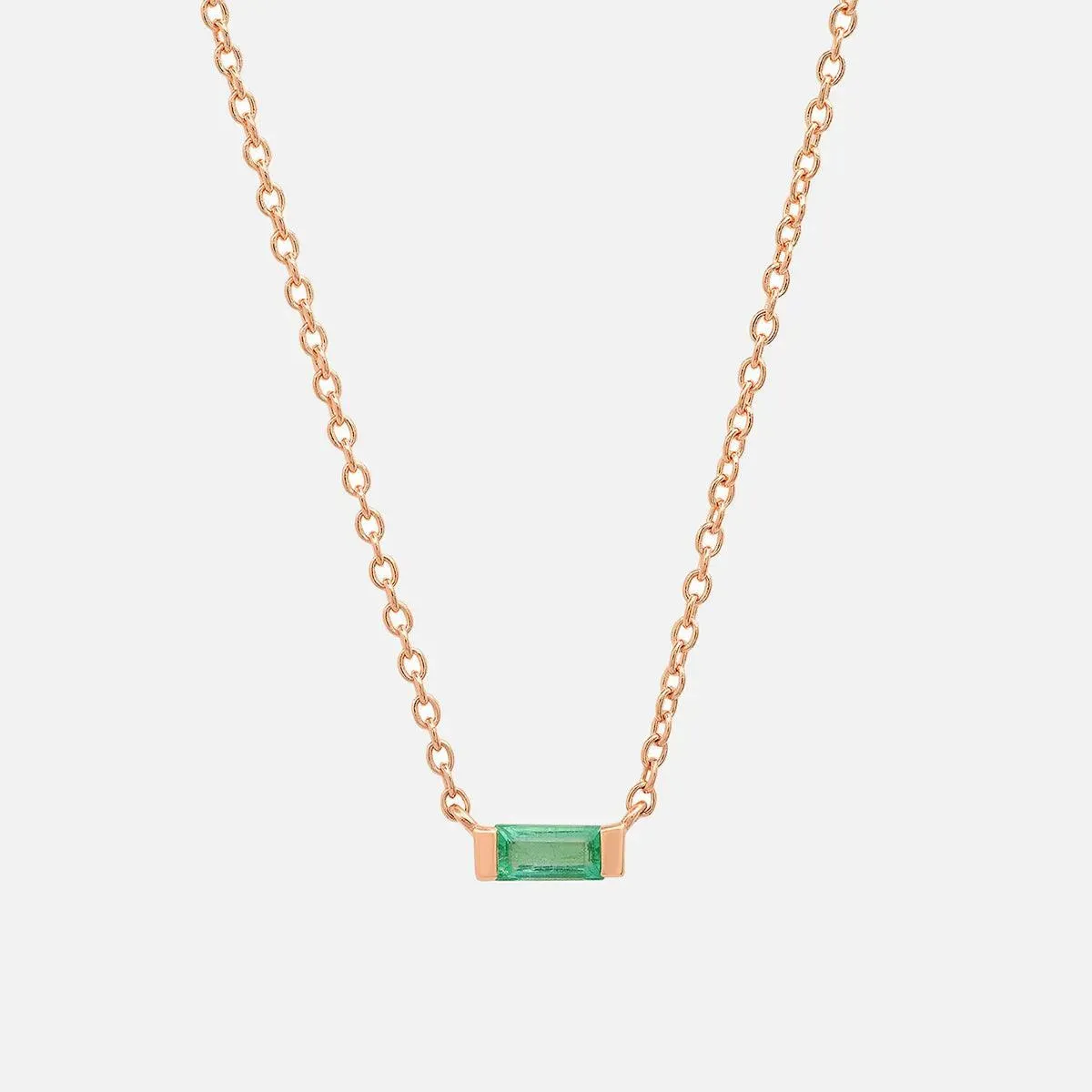 Solitaire Gemstone Baguette Necklace