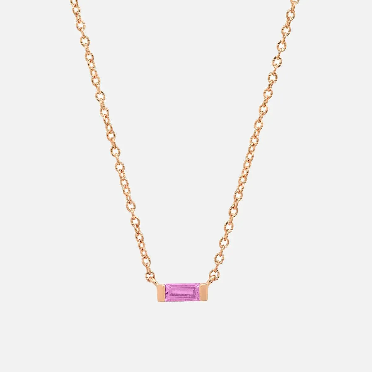 Solitaire Gemstone Baguette Necklace