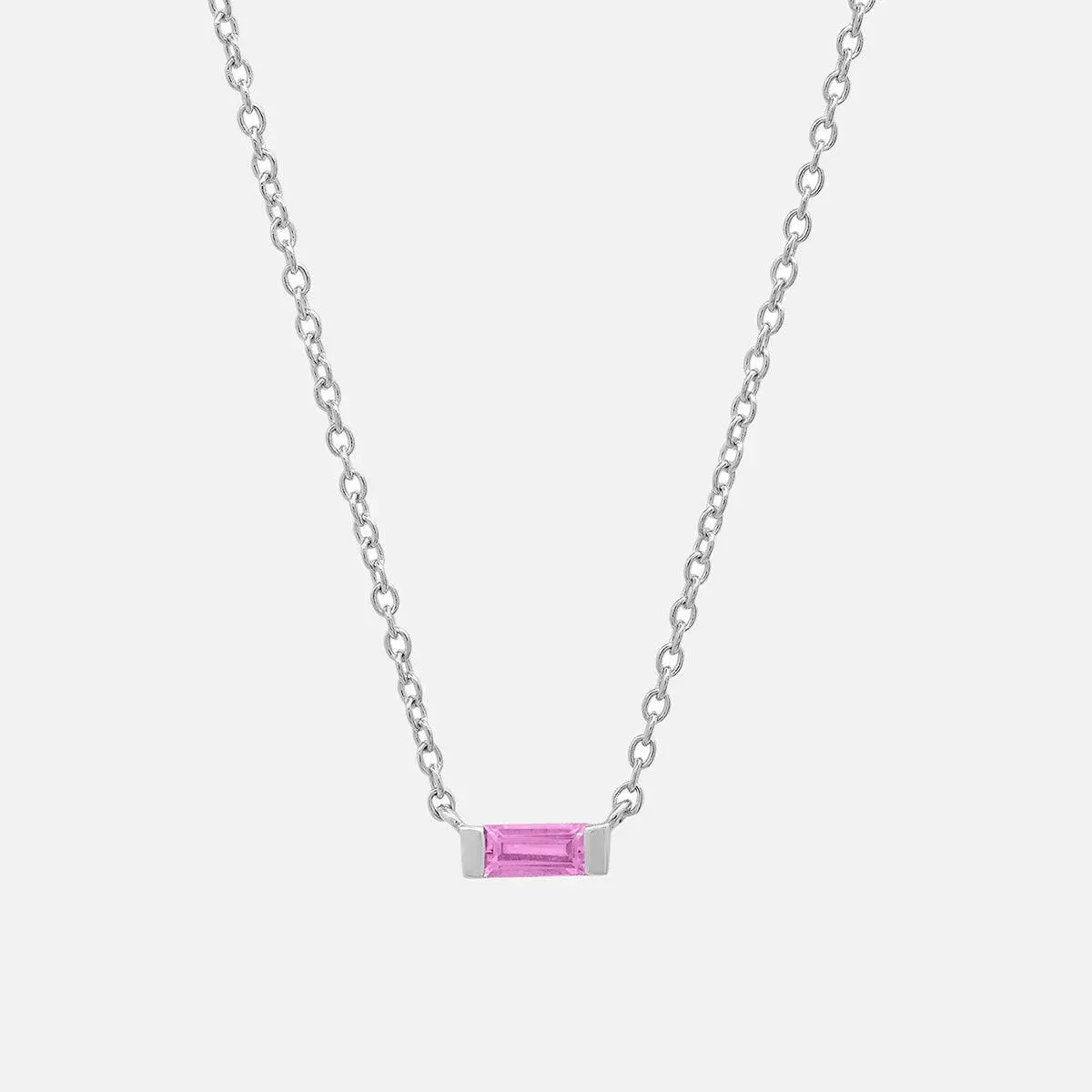Solitaire Gemstone Baguette Necklace