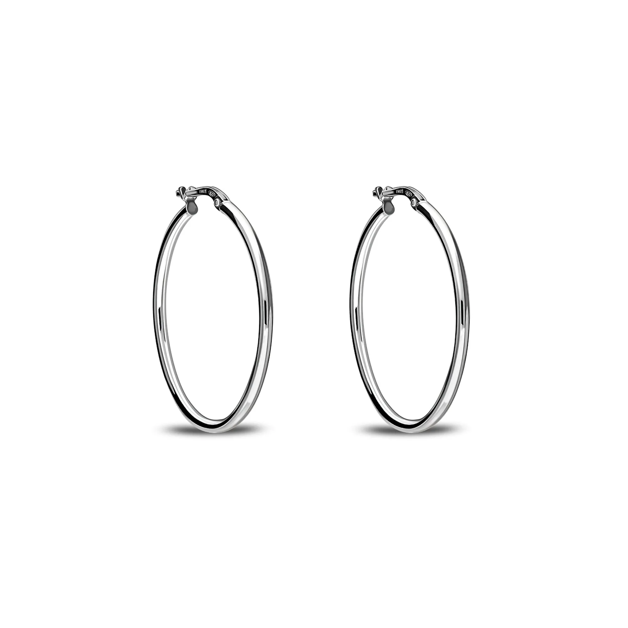 Sterling Silver 30mm Closed Round Hoop Earrings
