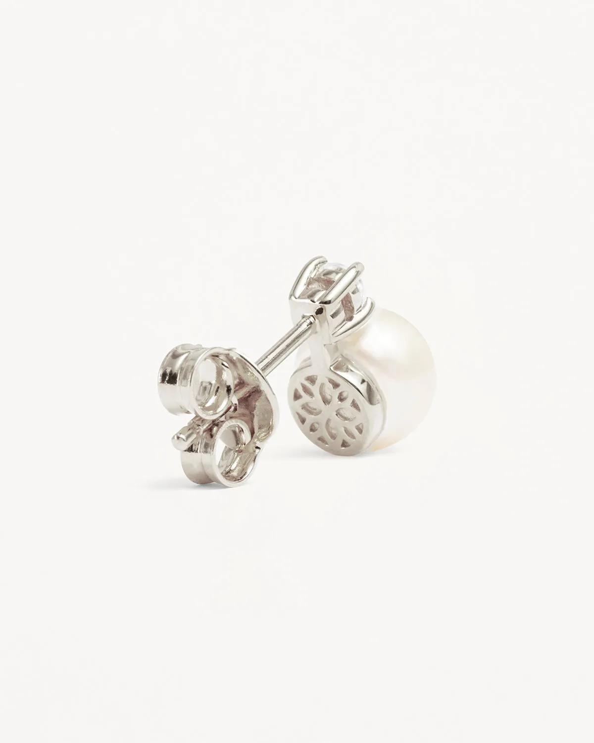 Elegant 6mm Sterling Silver Pearl Stud Earrings - Moments With You Collection