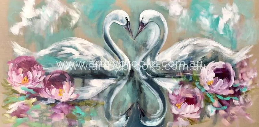 Swan lake peony -art print