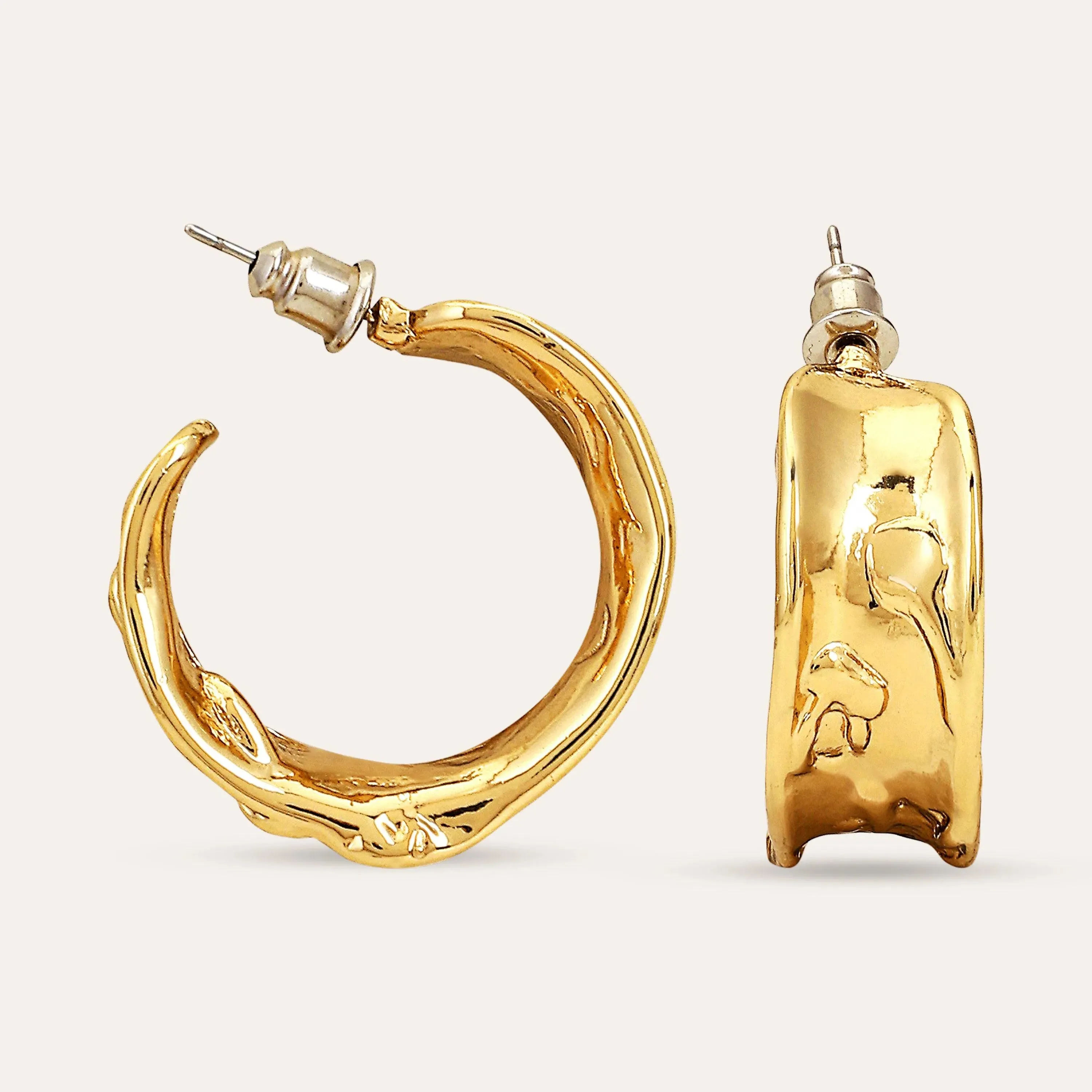 TFC Curvey Hoop Statement Gold Plated Earrings