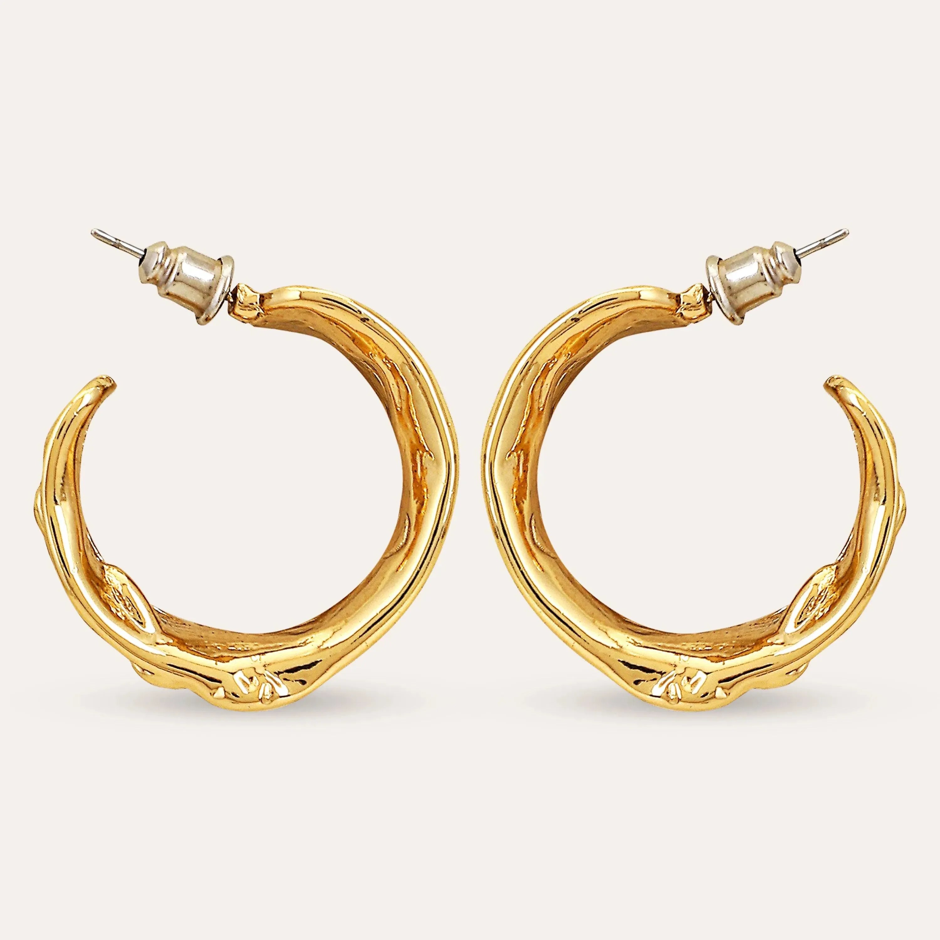 TFC Curvey Hoop Statement Gold Plated Earrings