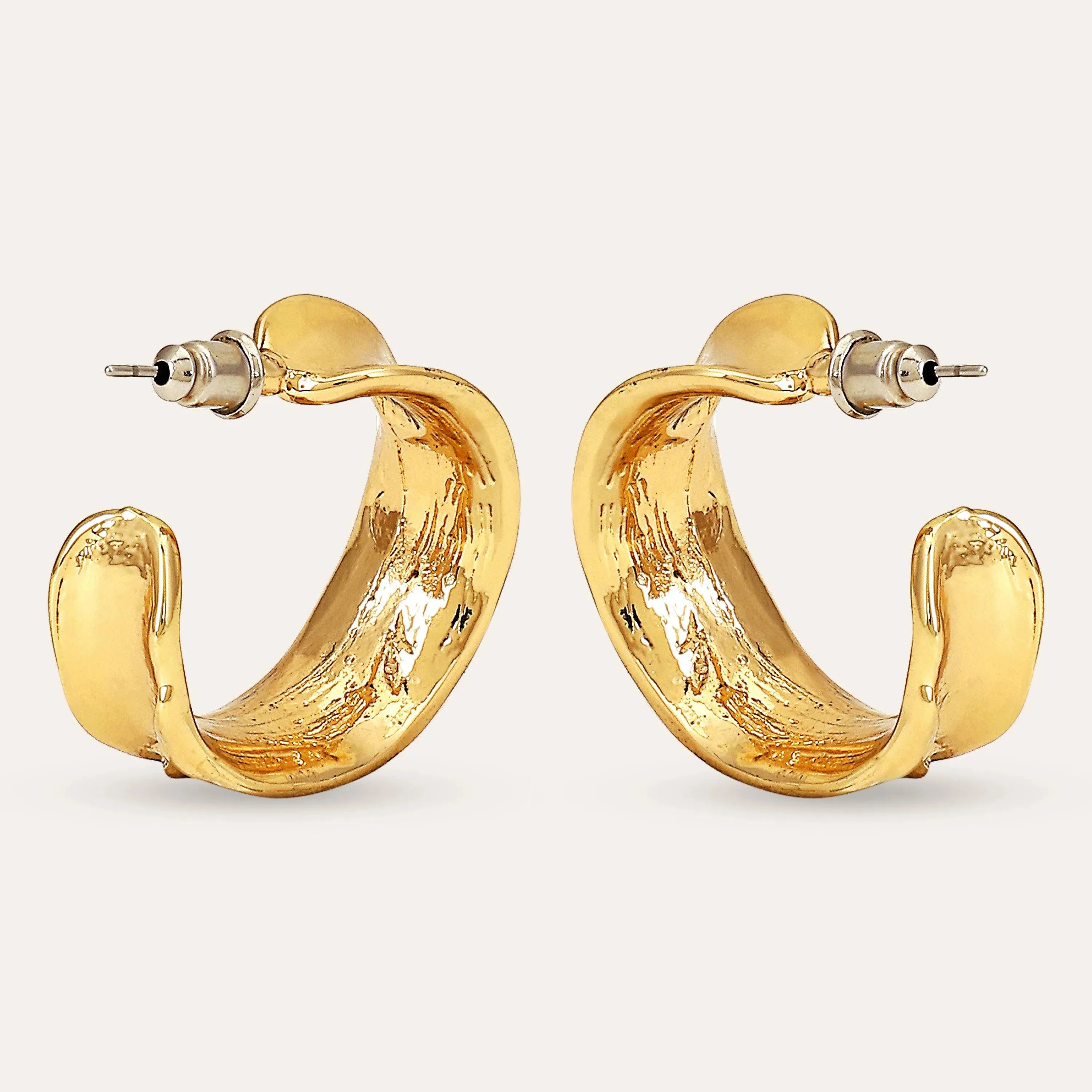 TFC Curvey Hoop Statement Gold Plated Earrings