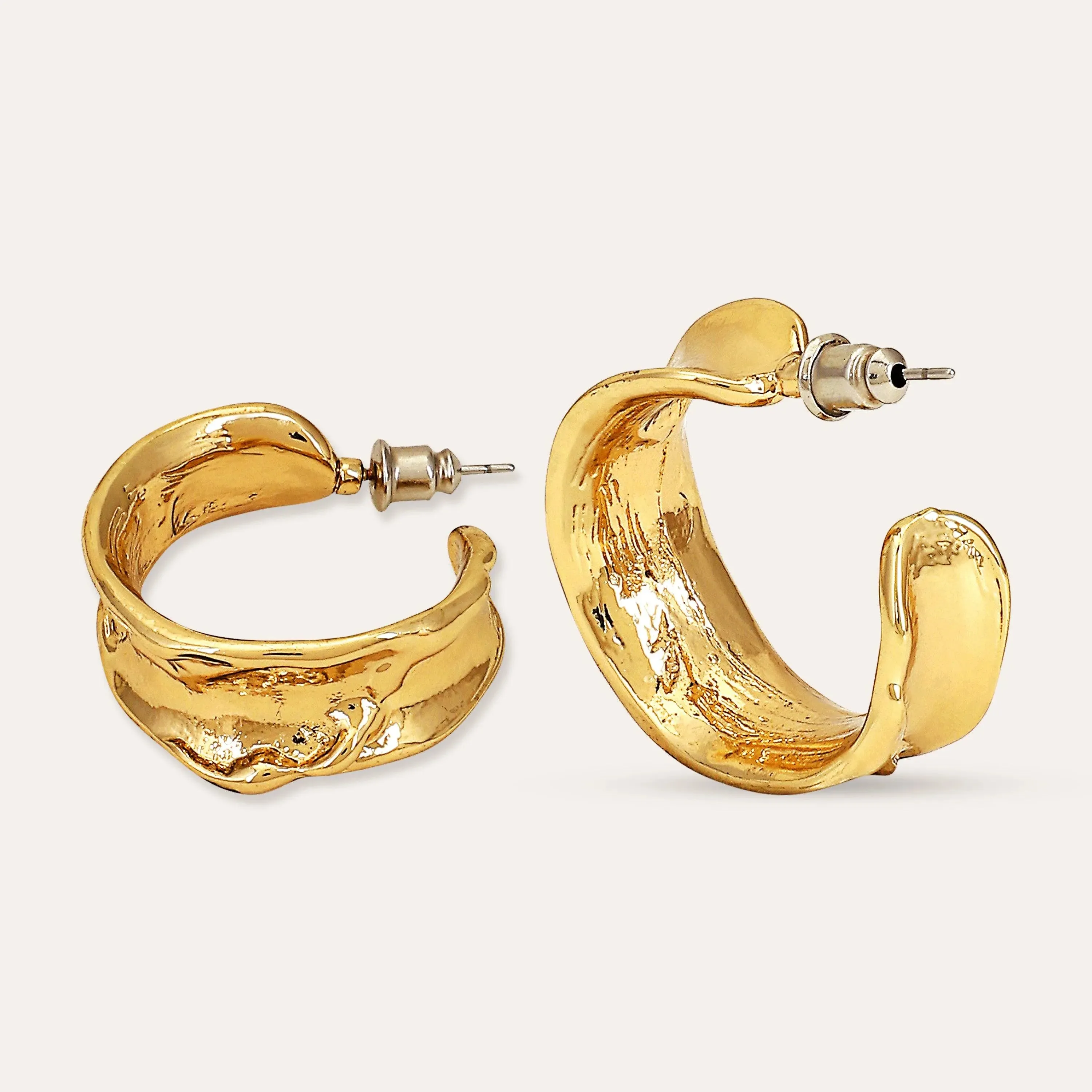 TFC Curvey Hoop Statement Gold Plated Earrings