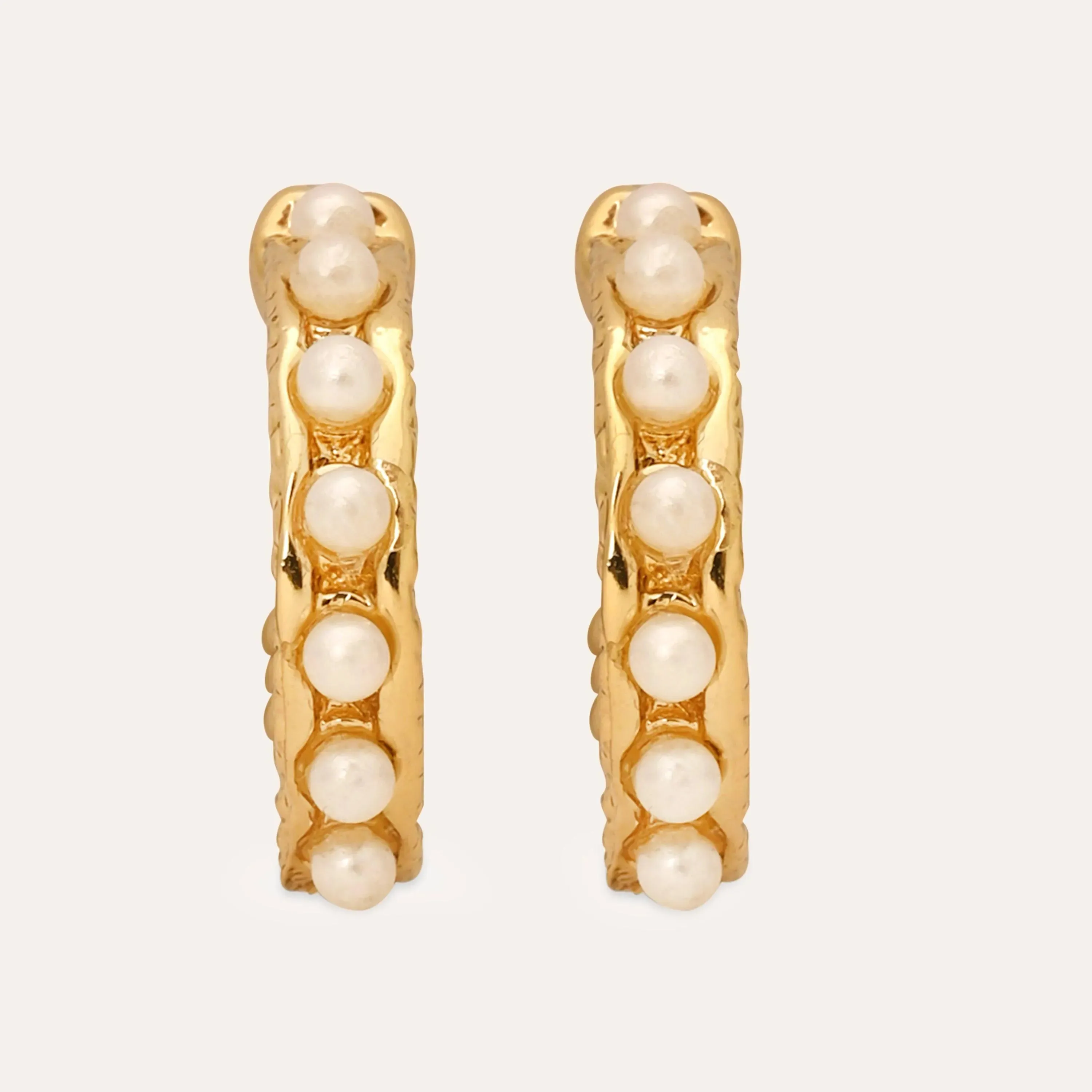 TFC Pearl Gold Plated Hoop Earrings