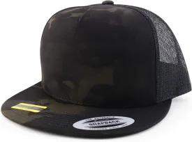 Trendy Apparel Shop Flexfit Brand 5 Panel Classic Trucker Flatbill Mesh Snapback Cap