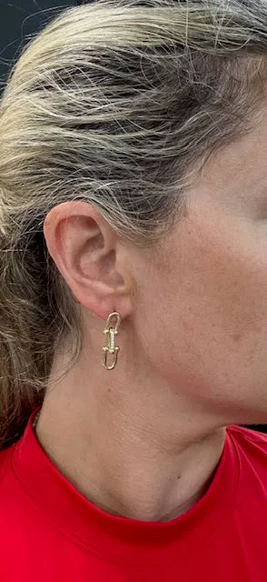 Triple Link Earring with Pave Center