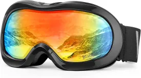 VELAZZIO Kids Ski Goggles, Snowboard Goggles OTG Snow Goggles Anti-Fog Double-Layer Lenses, 100% UV Protection