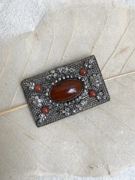 Vintage Agate Sterling Brooch