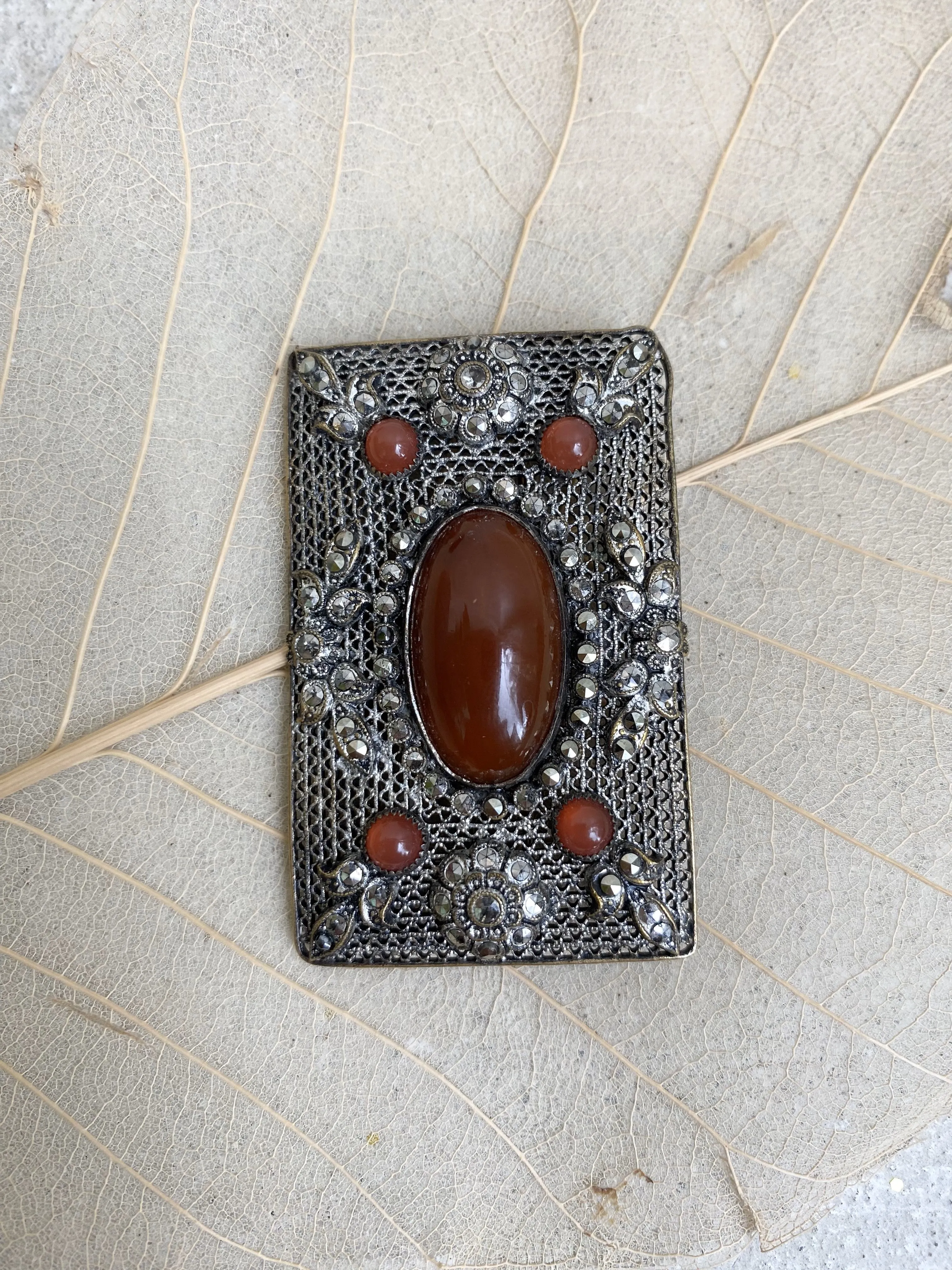 Vintage Agate Sterling Brooch