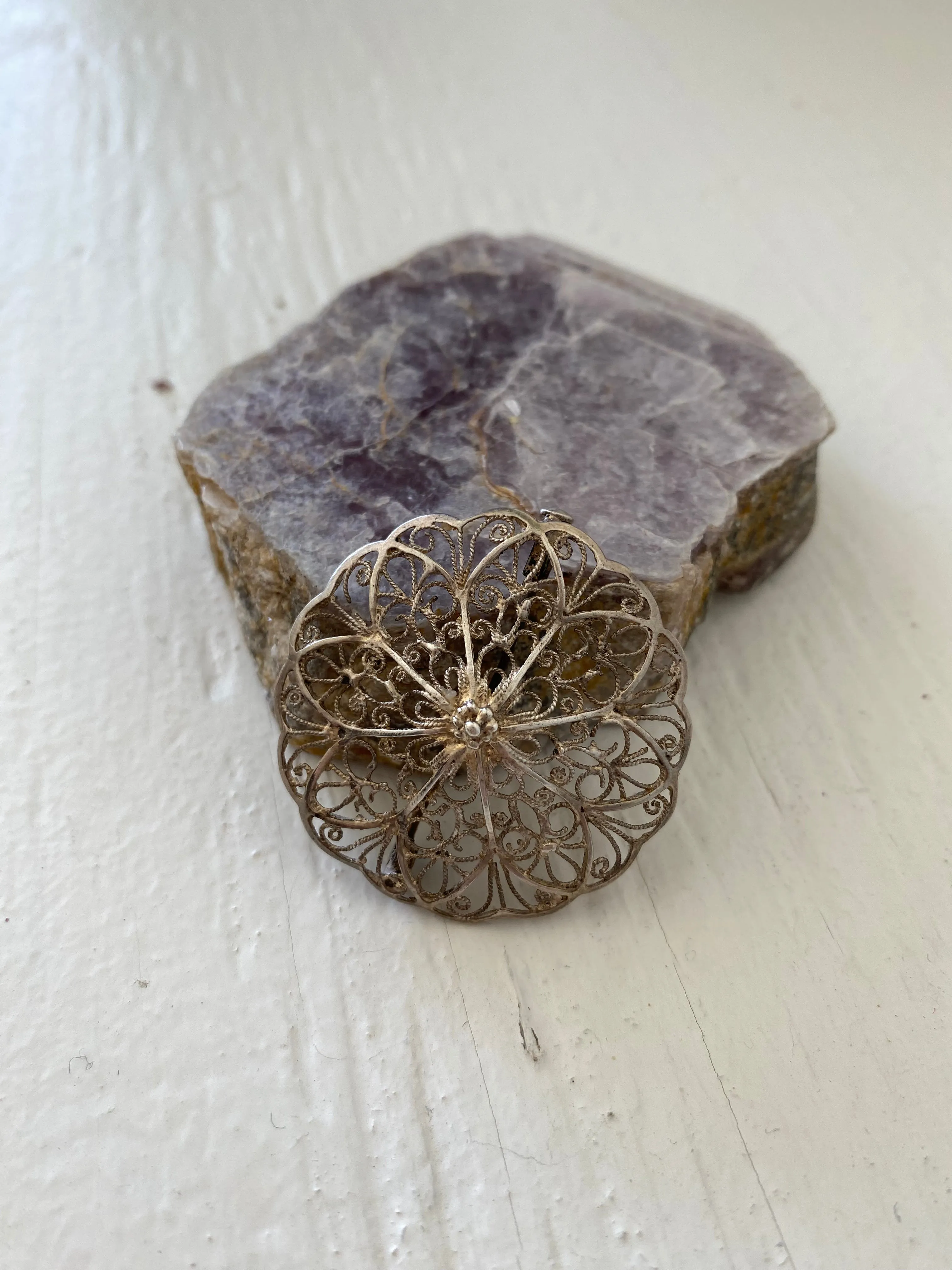 Vintage Filigree Silver Brooch