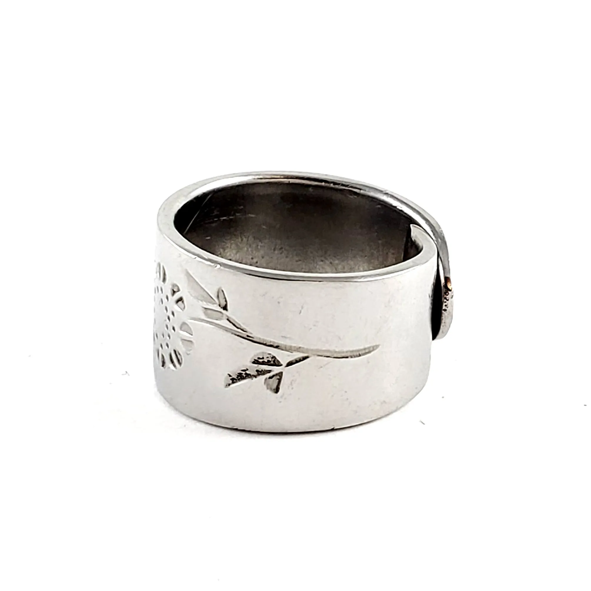 Vintage Wood Dale Sunflowers Stainless Steel Spoon Ring