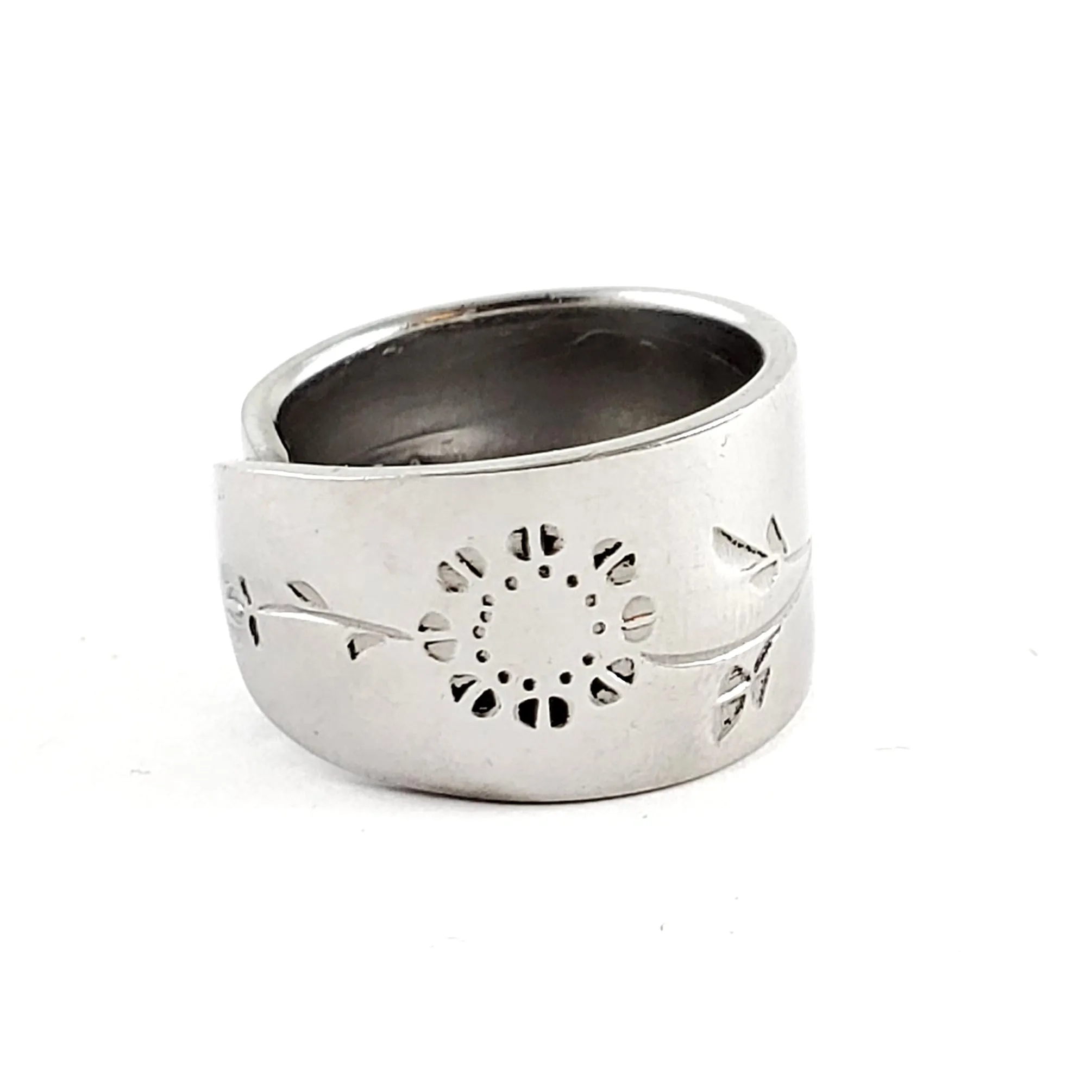 Vintage Wood Dale Sunflowers Stainless Steel Spoon Ring