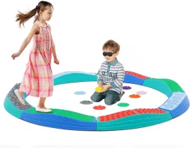 Wavy Balance Beam for Kids, 16-Piece Colour Toddler Stepping Stones, 8 Pcs Sensory Discs Mat Coordination Obstacle Course Gym Toys Set for Autism Children