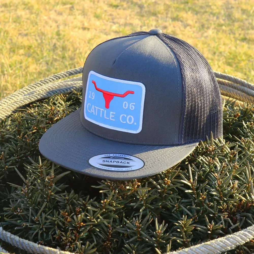 WHISKEY BENT HAT CO. Chrisholm - 5-Panel 1983/1906 Cattle Co Logo Longhorn Patch Snapback Hat