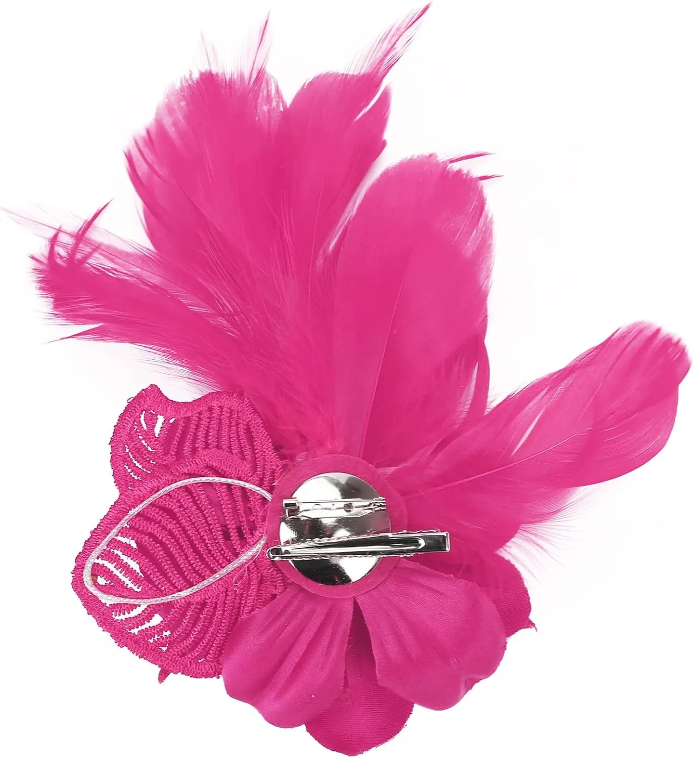 Women's Fascinator Feather Flower Pin Brooch Corsage Bridal Hairband Derby Hat Cocktail Party Wedding