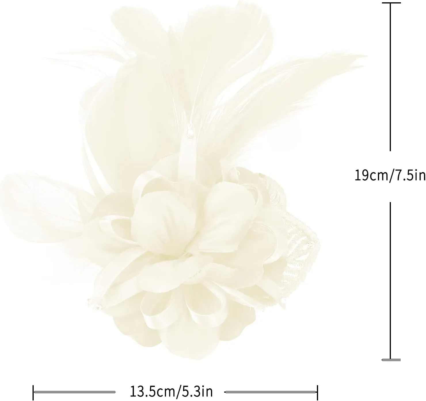 Women's Fascinator Feather Flower Pin Brooch Corsage Bridal Hairband Derby Hat Cocktail Party Wedding
