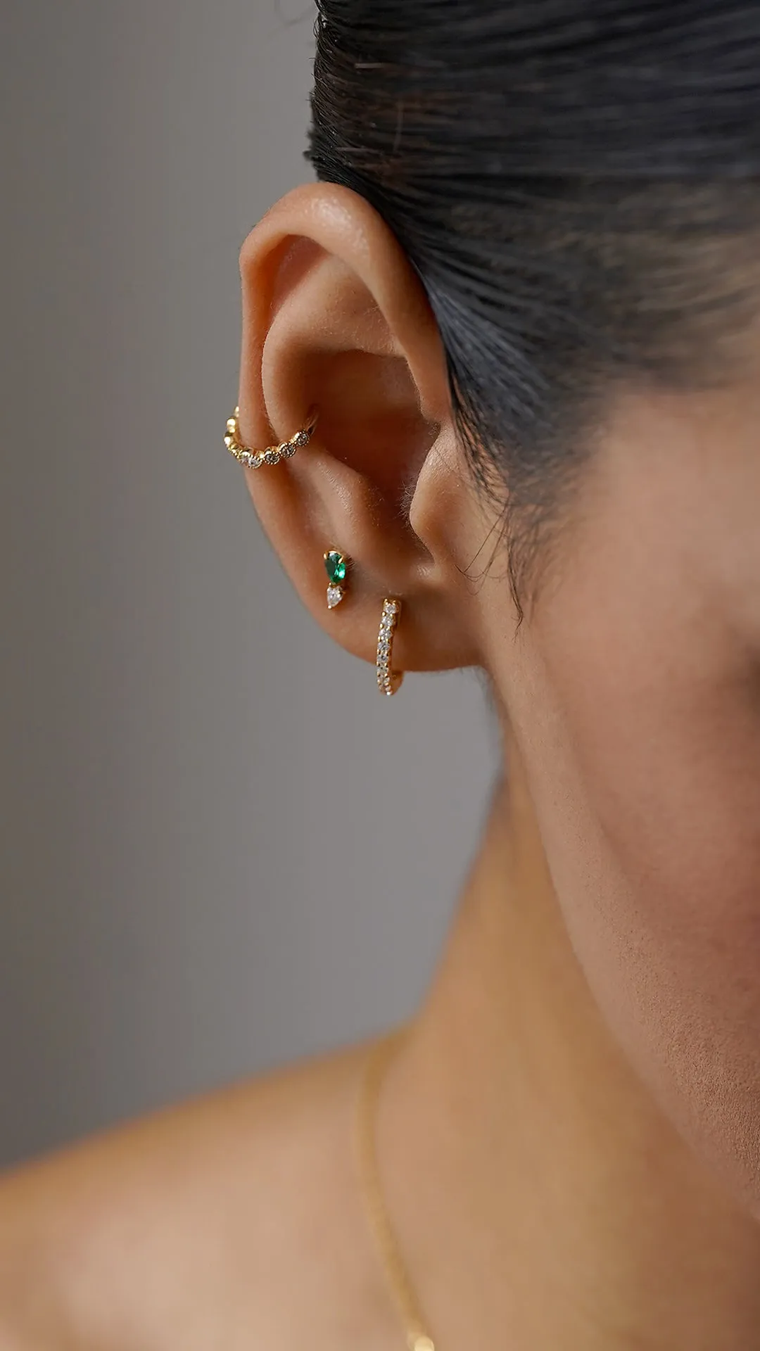 Zeta Studs Emerald 18K Gold Vermeil