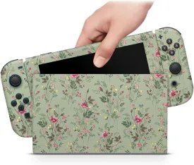 ZOOMHITSKINS Compatible with Switch Skin Cover, Foliage Garden Green Vintage Floral Botanical Flowers, Vinyl Decal Sticker Wrap, Made in The USA
